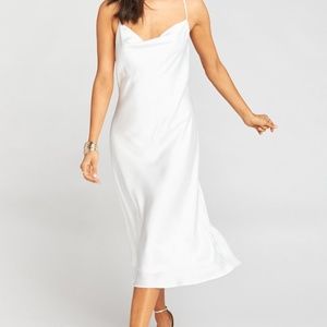 Show Me Your Mumu Ivory Satin Verona Cowl Dress